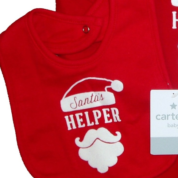 Christmas Bodysuit Baby Bib Santa's Helper Boys - Picture 2 of 3